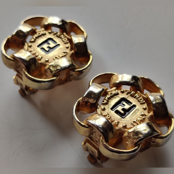Fendi Jewelry - Vintage Fendi FF Logo Chunky Earrings Rare